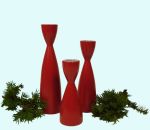 Candlestick tall, set of 3, red