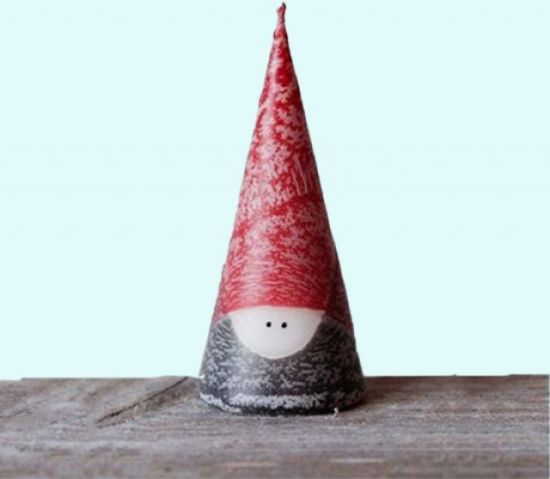 Tomte cone candle 6", 16-18 hrs, fros.red