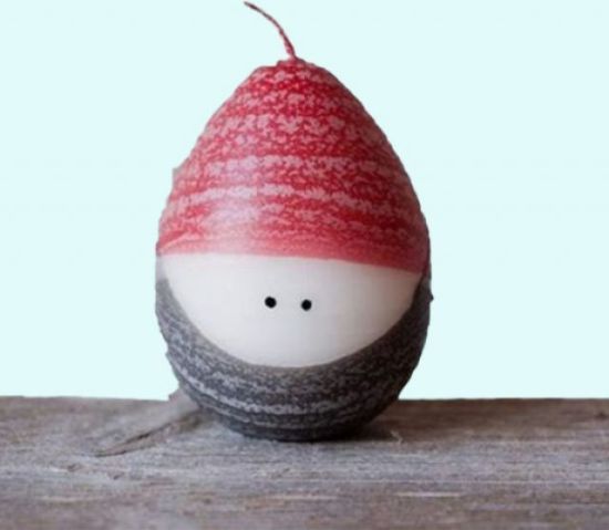 Tomte plump candle 2 3/4", 8 hrs, fros.red