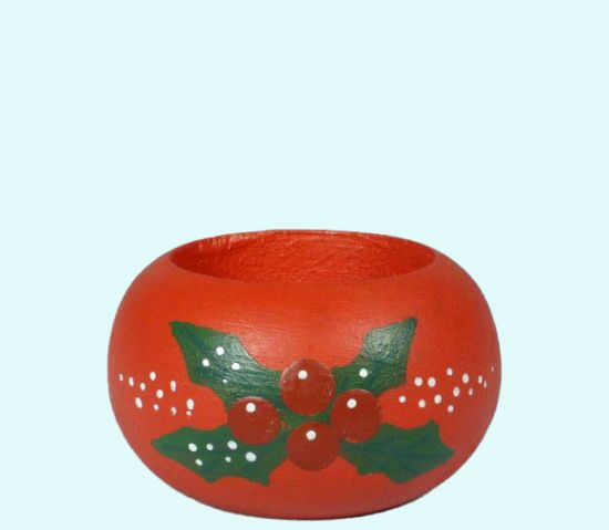 Votive c-h, red w/ holly