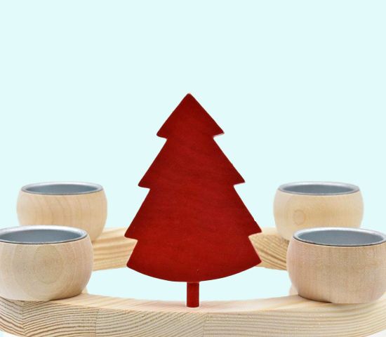 Trees to ring c-h T-light, set of 4 red