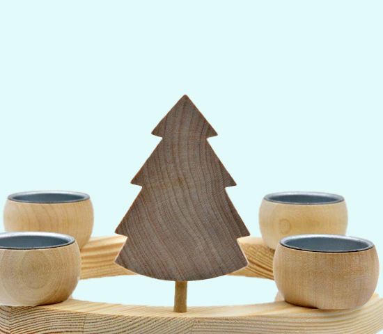 Trees to ring c-h T-light, set of 4 natural