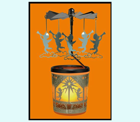 Candle lantern carousel, angel w/ trumpet