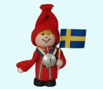 Tomte boy w/ Swedish flag & gold medal