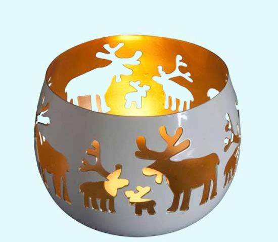 Votive c-h reindeer, cream