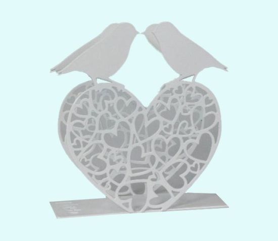 Napkin holder, white lovebirds