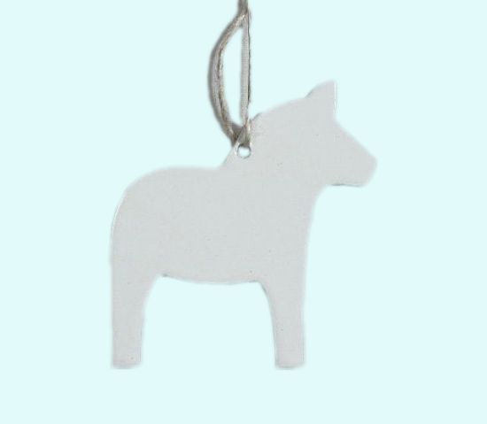 Horse metal ornament, white