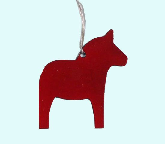 Horse metal ornament, red