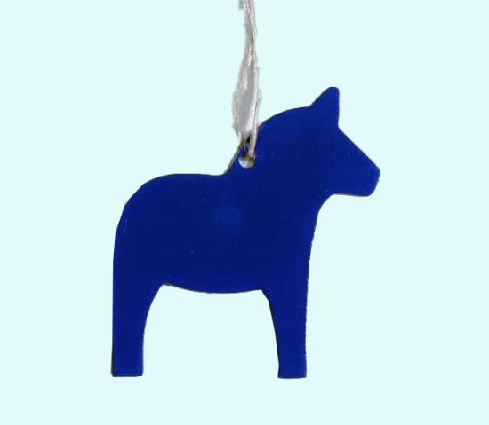 Horse metal ornament, blue