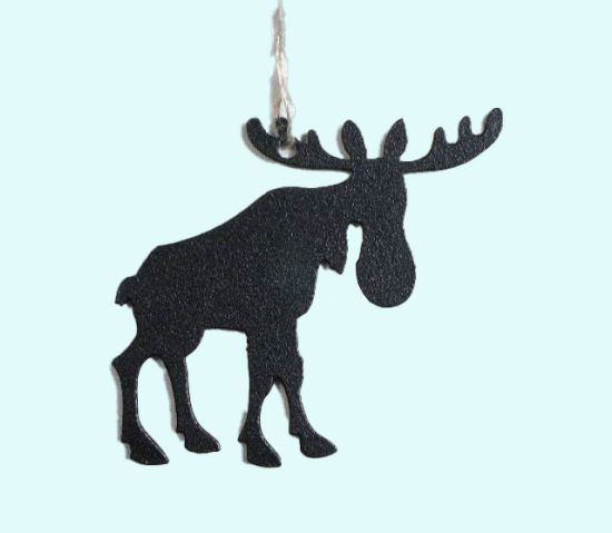 Moose metal ornament, black