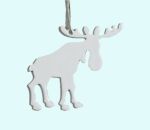 Moose metal ornament, white