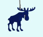 Moose metal ornament, blue