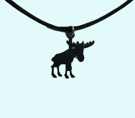 Necklace, black moose