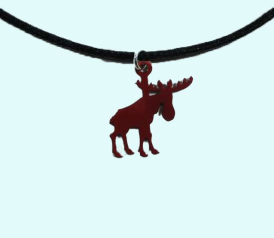 Necklace, red moose