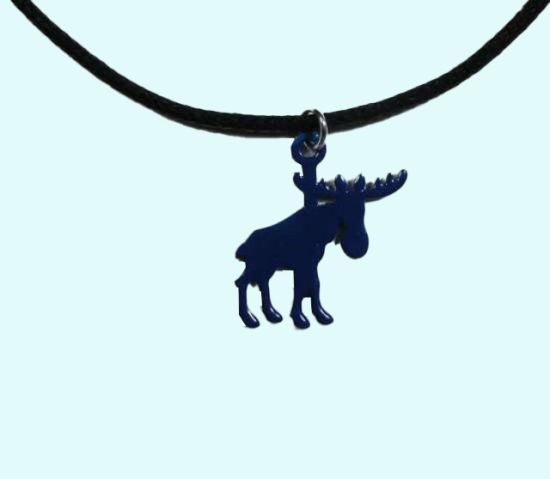 Necklace, blue moose