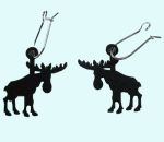 Earrings, black moose