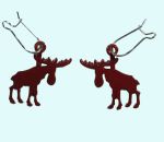 Earrings, red moose