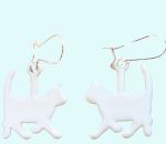 Earrings, white cat