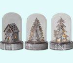 Forest & cabin dome, brown, set of 3