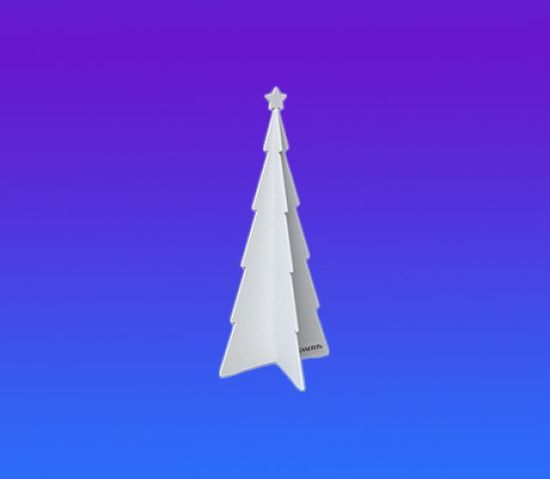 Tree w/star 3D 8", white