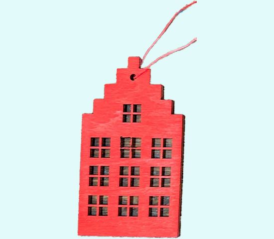 House gable w/10 windows, red