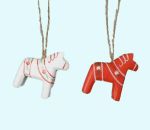 Horse ornament S white / red, asst, set of 2