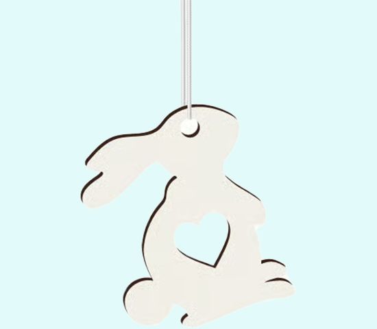 Lasercut ornament, white bunny