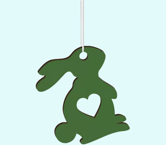 Lasercut ornament, green bunny