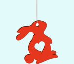 Lasercut ornament, red bunny