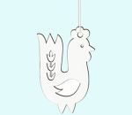 Lasercut ornament, white rooster