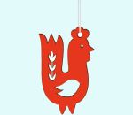 Lasercut ornament, red rooster