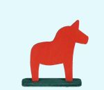 Horse on base, red / green