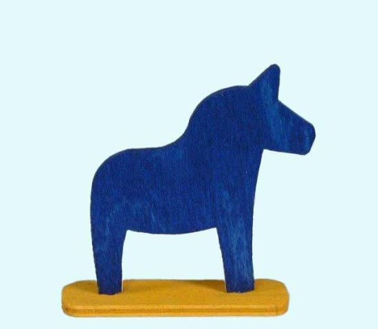 Horse on base, blue / yellow