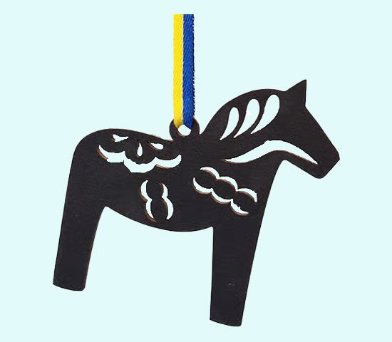 Lasercut ornament, black Dalahorse