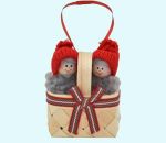 Tomte kids in basket, grey blanket