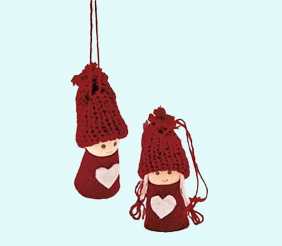 Tomte girl / boy w/ heart ornament, asst