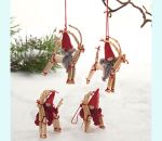 Yarn Tomte on straw goat 2", set of 4