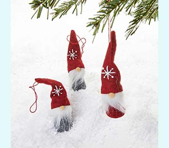 Tomte w/ star on hat orn., asst, set of 3