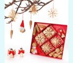 Straw ornaments asst, 30-pk