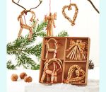 Straw ornaments asst, 10-pk