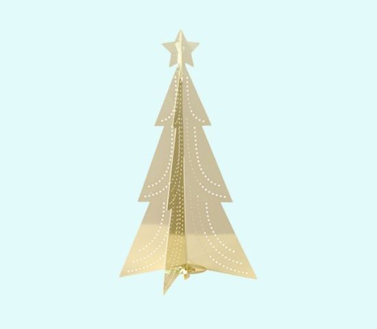 Tree w/ garland decor 5", gold metal