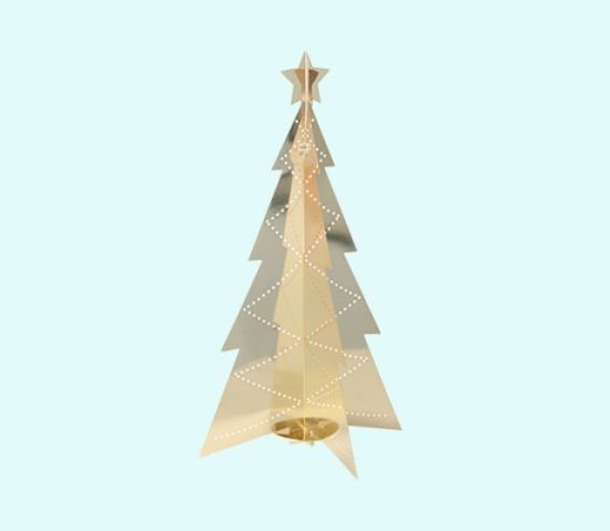 Tree w/ zigzag decor 7", gold metal