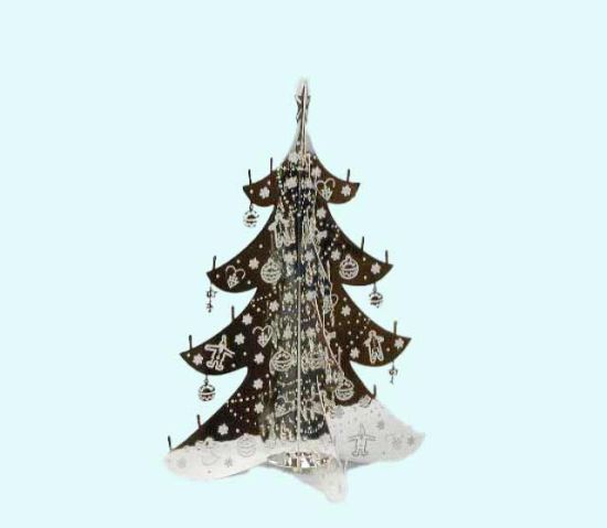 Decorated Christmas tree M, silver metal