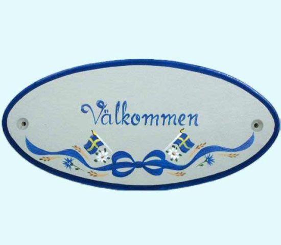 Oval sign, Välkommen, Sweden