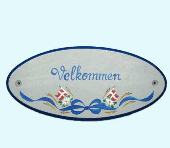 Oval sign, Velkommen, Denmark