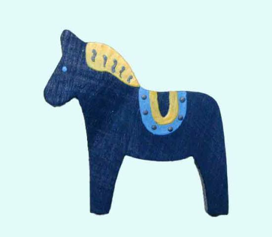 Magnet, horse blue / yellow