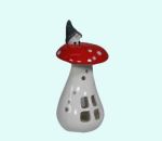 Tomte on mushroom lantern 5 1/2"