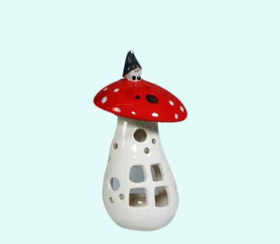 Tomte on mushroom lantern 6 3/4"