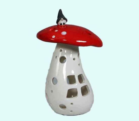 Tomte on mushroom lantern 8 1/2"