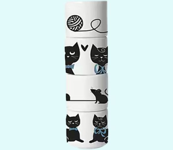 Egg cups set of 4, cat family